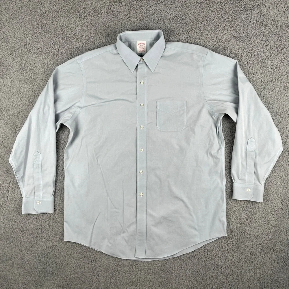 Brooks Brothers Shirt Mens 16.5 Blue Madison Fit Long Sleeve‎ Button Down EUC